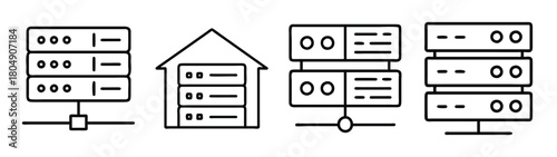 Outline server rack data center hosting infrastructure network technology it equipment storage solutions