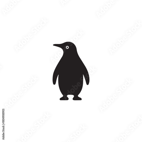"Minimalist Penguin Silhouette – Clean Black Icon on White"