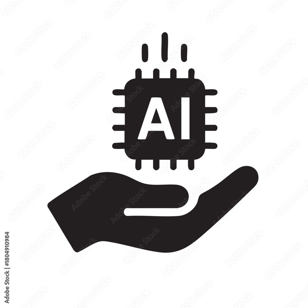 Fototapeta premium A hand gently cradling a microchip with the letters ai signifying artificial intelligence technology support