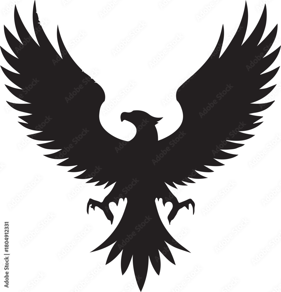 Obraz premium Eagle Silhouette Vector with Spread Wings – Flying Eagle Logo Design