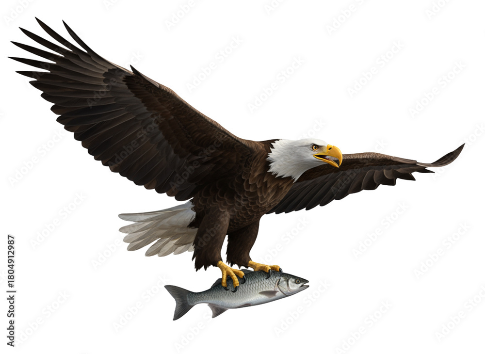 Naklejka premium Powerful Eagle Gripping Catch While Flying