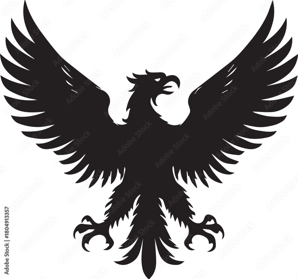 Obraz premium Eagle Silhouette Vector with Spread Wings – Flying Eagle Logo Design