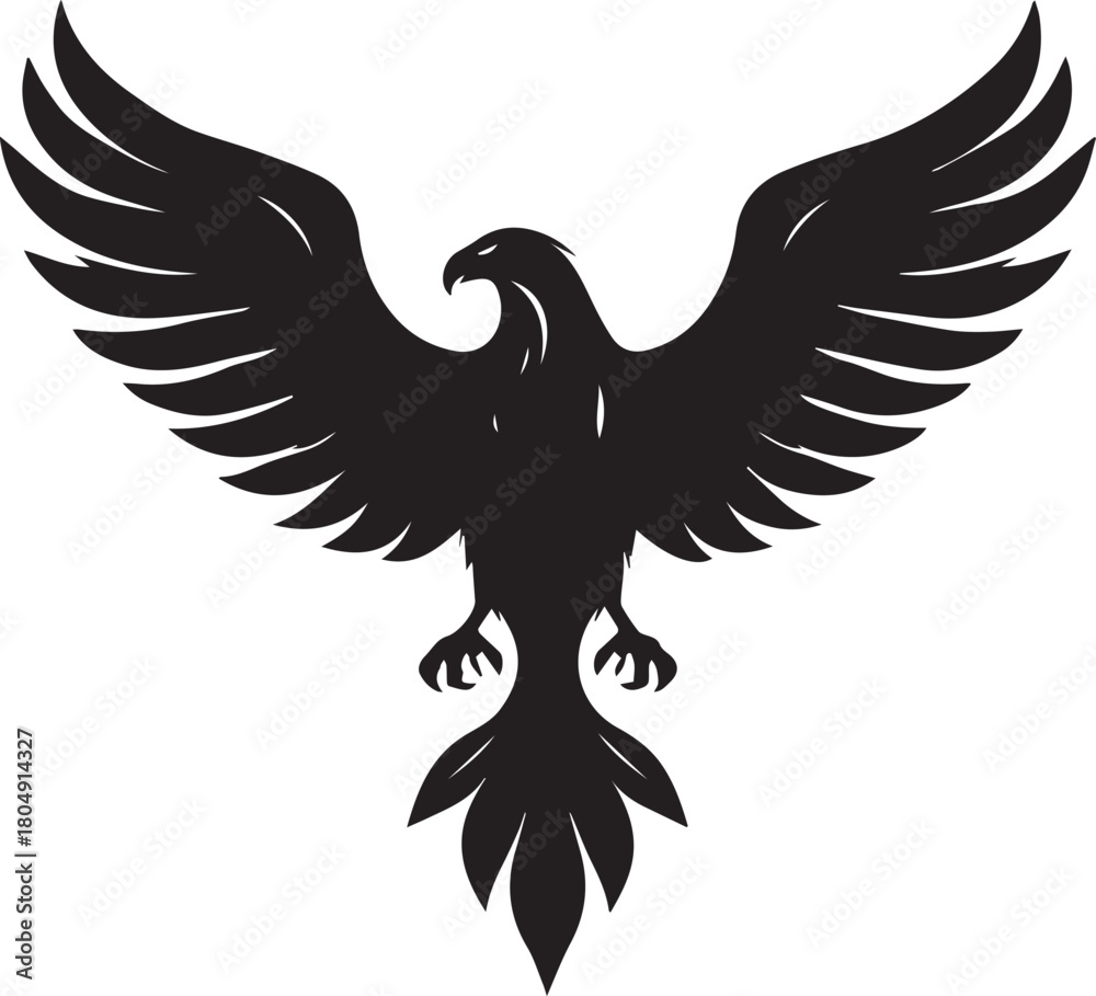 Obraz premium Eagle Silhouette Vector with Spread Wings – Flying Eagle Logo Design