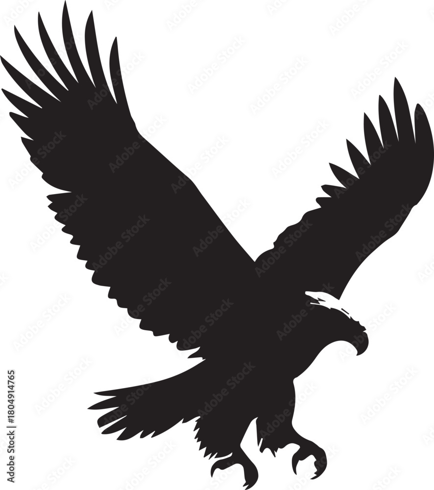 Obraz premium Eagle Silhouette Vector with Spread Wings – Flying Eagle Logo Design