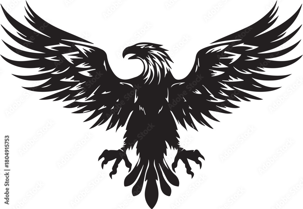 Obraz premium Eagle Silhouette Vector with Spread Wings – Flying Eagle Logo Design