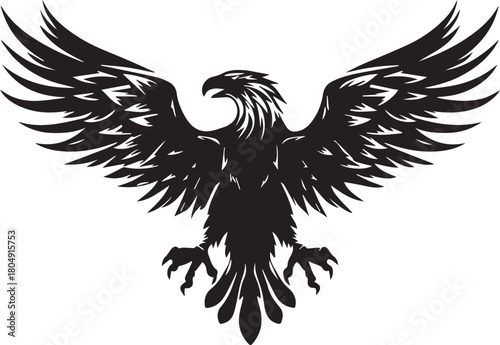 Eagle Silhouette Vector with Spread Wings – Flying Eagle Logo Design