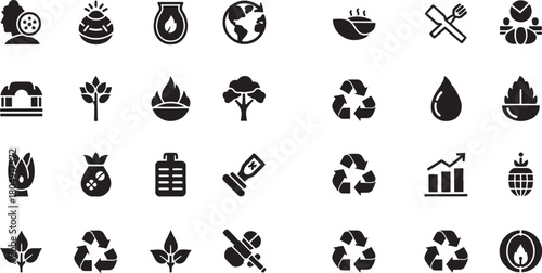 Collection of eco friendly and sustainable lifestyle icons vector set