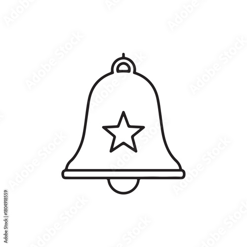 Simple line art illustration of a classic bell with a star emblem