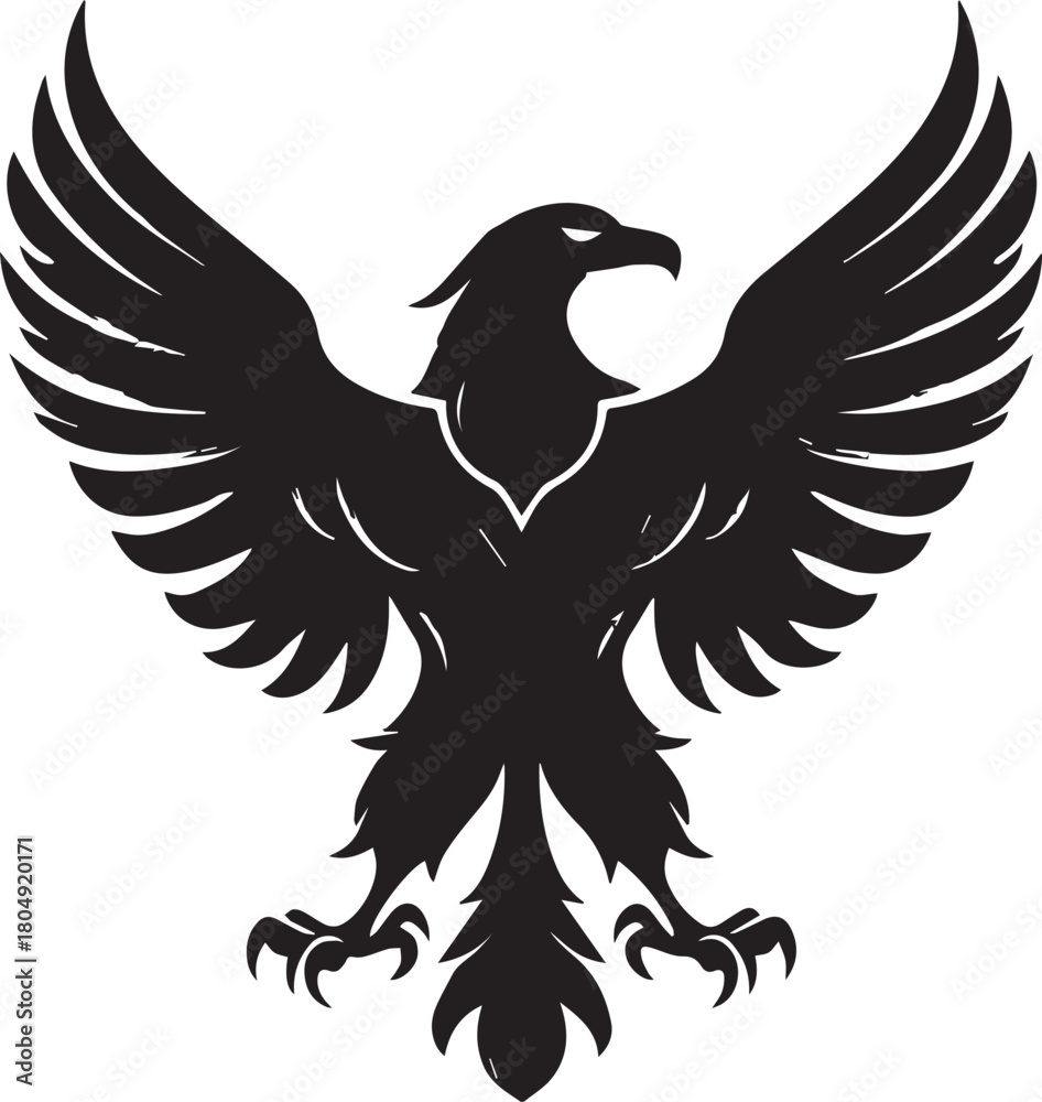 Obraz premium Eagle Silhouette Vector with Spread Wings – Flying Eagle Logo Design