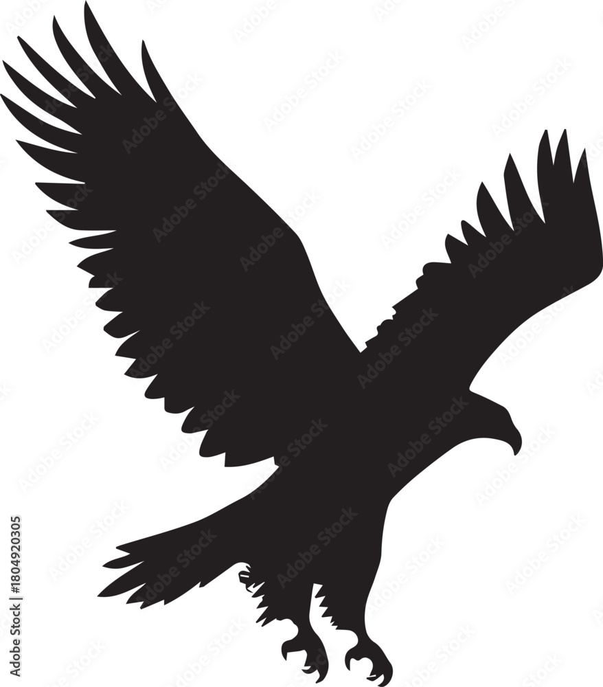 Fototapeta premium Eagle Silhouette Vector with Spread Wings – Flying Eagle Logo Design