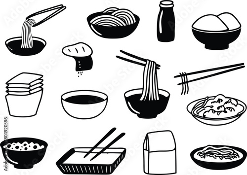 Noodle pasta icons bundle spaghetti vector illustration scalable eps food graphics