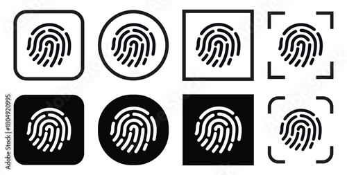 Fingerprint icon Graphic vector set. Fingerprint icon flat illustration set logo.  Biometric authentication for security and access control. 