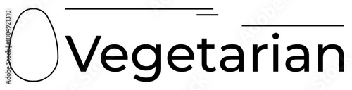 Sleek black Vegetarian text with an egg outline replacing the letter o in a clean, minimalist layout. Ideal for diet, food branding, plant-based lifestyles, sustainability, veganism, product labels