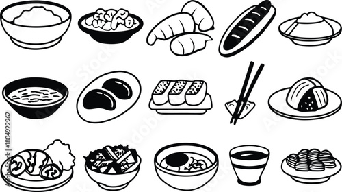 World cuisine icons vector bundle delicious food illustrations scalable eps graphics