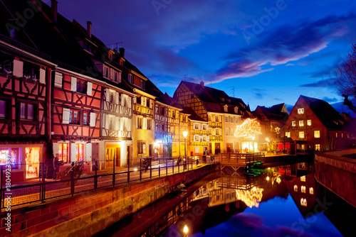 Panoramic view of Colmar Village at Christmas Time, Alsace, France