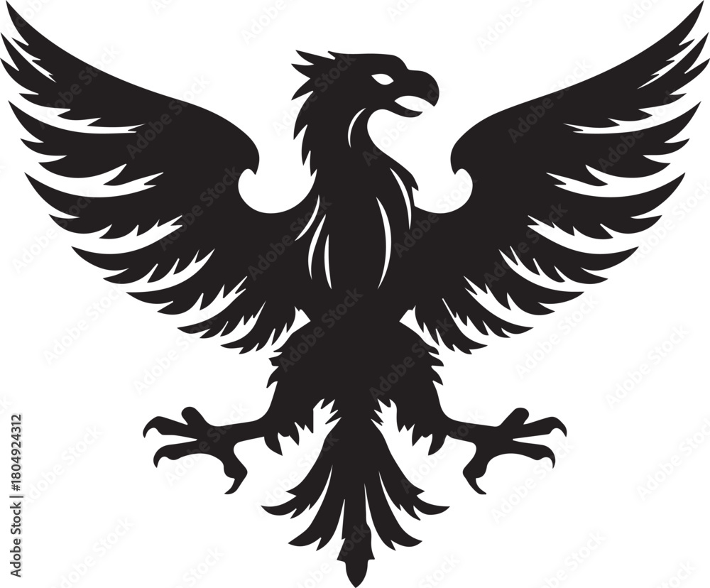 Fototapeta premium Eagle Silhouette Vector with Spread Wings – Flying Eagle Logo Design