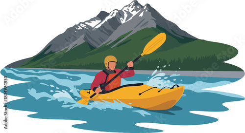 Kayaking Paddling River Whitewater Adventure Sport Recreation Outdoor Activity Water Sport Mountain Landscape Nature Tourism