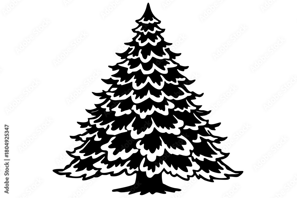 Obraz premium Green pine fir tree Christmas vector illustration design with star for winter holiday celebration