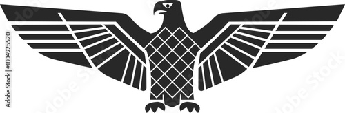 Icon of a Roman or Italian eagle with open wings and in the form of a black silhouette.