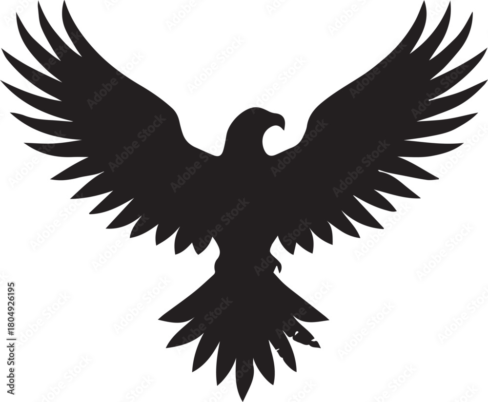 Fototapeta premium Eagle Silhouette Vector with Spread Wings – Flying Eagle Logo Design