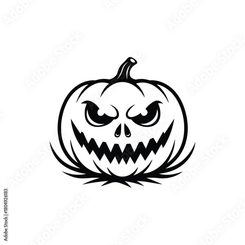 halloween pumpkin silhouette with scary face vector.eps