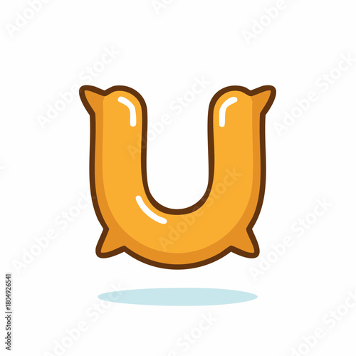 Cute orange letter U inflatable toy cartoon illustration