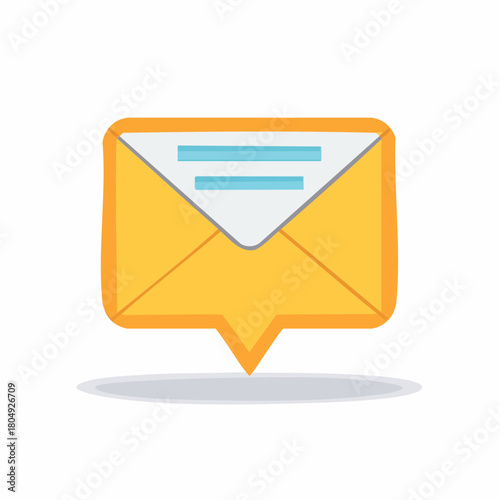 Yellow Speech Bubble Envelope Icon Communication Concept