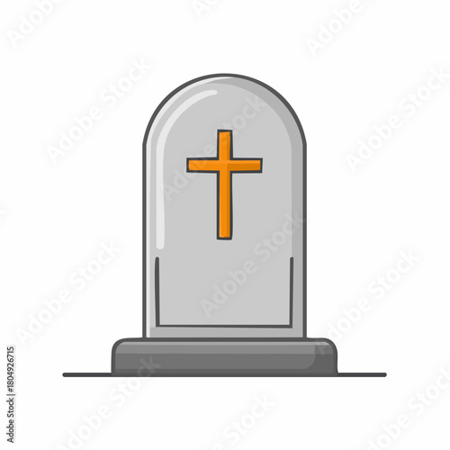 Tombstone with Cross Symbol for Death Memorials or Religious Cemetery Grave Markers Memorial Day
