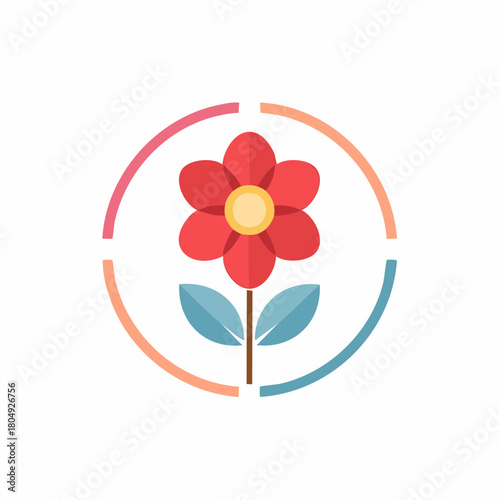 Abstract flower with circle segments creates a vibrant springtime vector art work