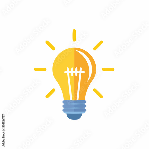 Bright yellow light bulb illustration symbolizing ideas creativity and inspiration glowing brightly