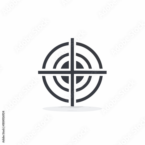 Dark gray target symbol with crosshairs and circular rings graphic element