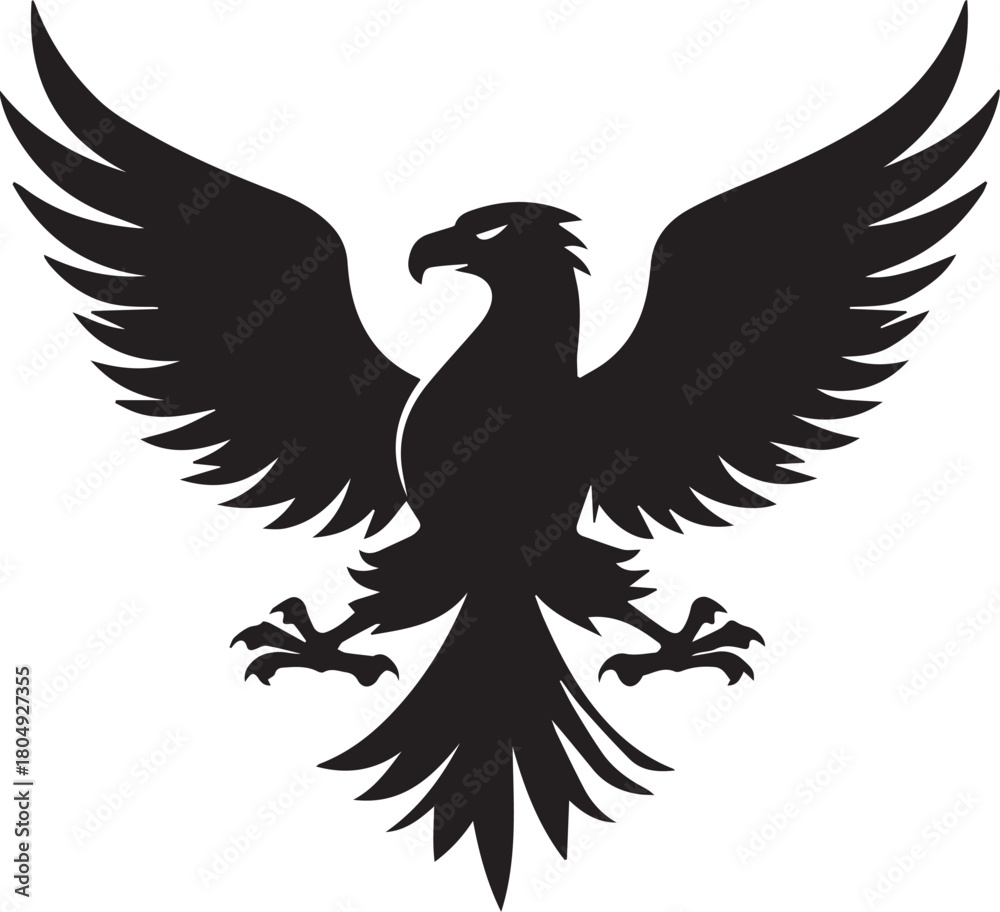 Obraz premium Eagle Silhouette Vector with Spread Wings – Flying Eagle Logo Design