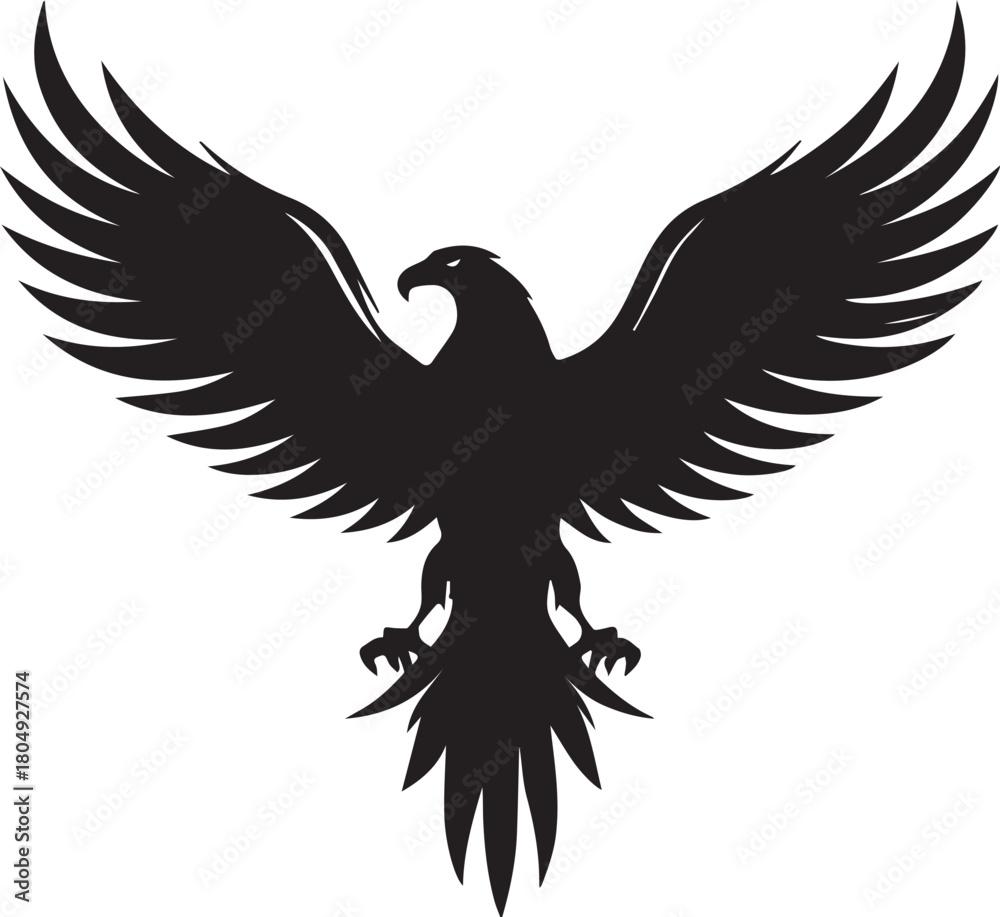 Fototapeta premium Eagle Silhouette Vector with Spread Wings – Flying Eagle Logo Design