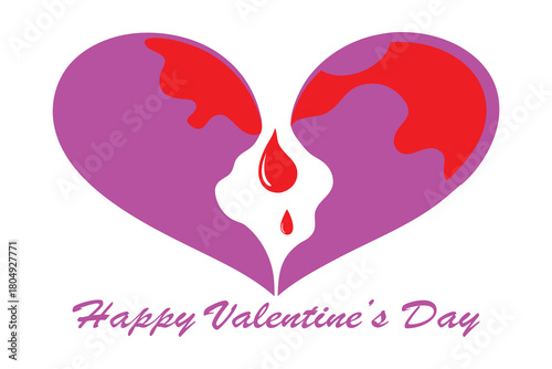 Valentine Duality Liquid Earth Heart Vector| Happy Valentine's Day 