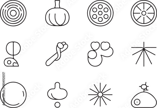 Reels creation of social media content line art icon set. Flat black color editable line vector illustration