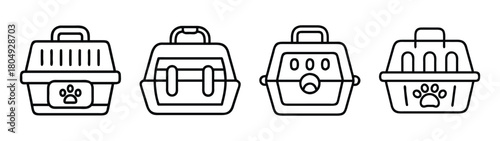 Pet carrier outline set vector illustration perfect for pet travel and veterinary visits design