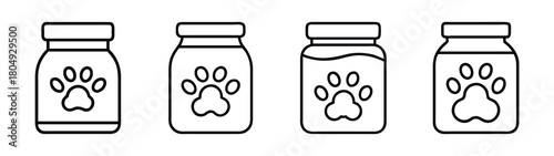 Dog paw print bottles vector illustration for pet care products and veterinary supplies design needs