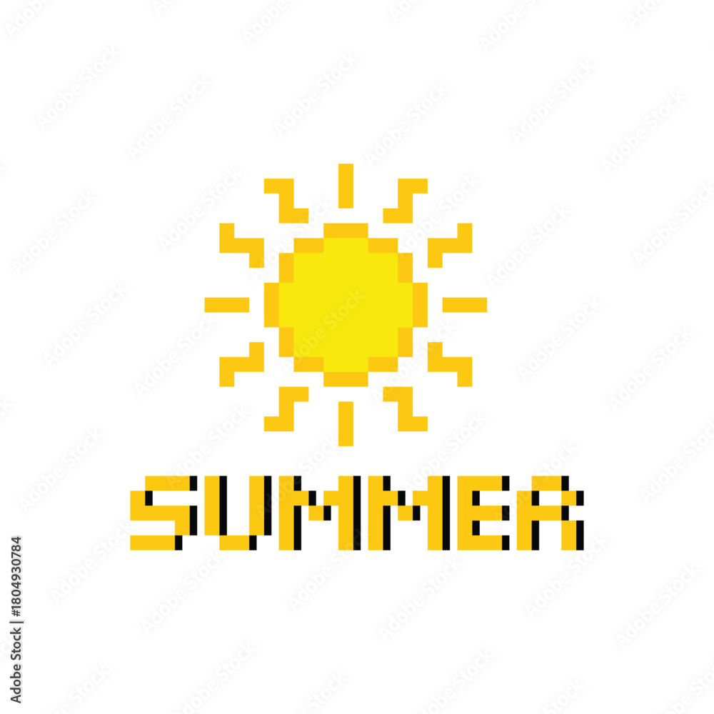 Obraz premium pixel summer icon 8 bit. Vector art logo for game