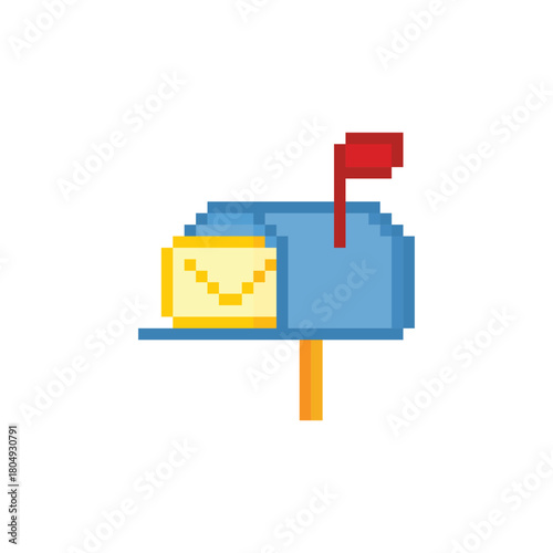 pixel mailbox  icon 8 bit. Vector art logo for game