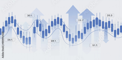 Stock Market Candlestick Chart Background: Financial Trading, Growth Data, and Investment Analysis Vector Template