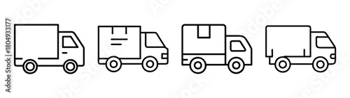 Outline delivery trucks vector illustration set for logistics shipping and transportation services free