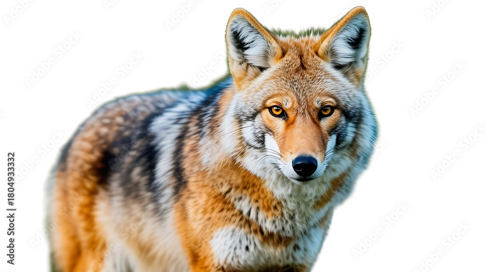 Fototapeta premium Close-up portrait of wild coyote looking directly at viewer