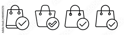 Shopping bags with check mark vector illustration for online store order confirmation and delivery