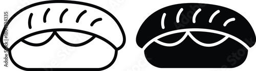 Baked Pastry Turnover Or Calzone With Scored Top Food Vector Silhouette and Pictogram..eps