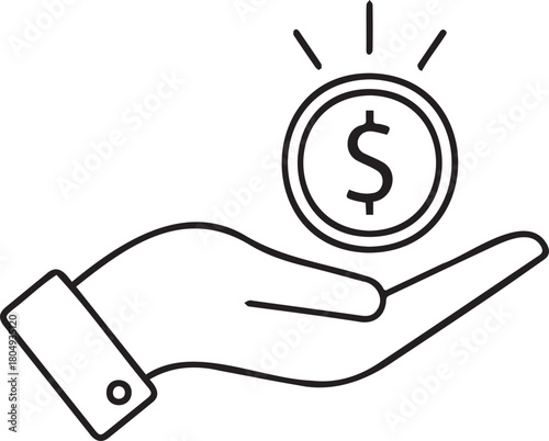 Hand Offering a Dollar Coin Financial Support and Investment.