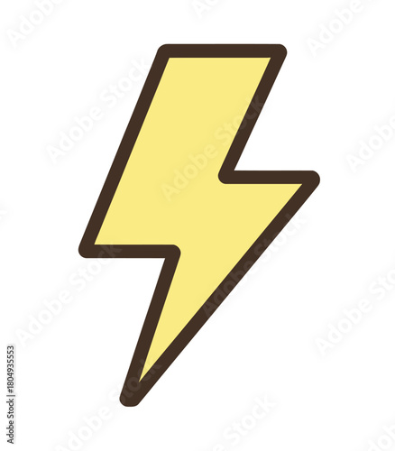 A simple, stylized yellow lightning bolt symbol with a dark outline represents energy and power on a white background.