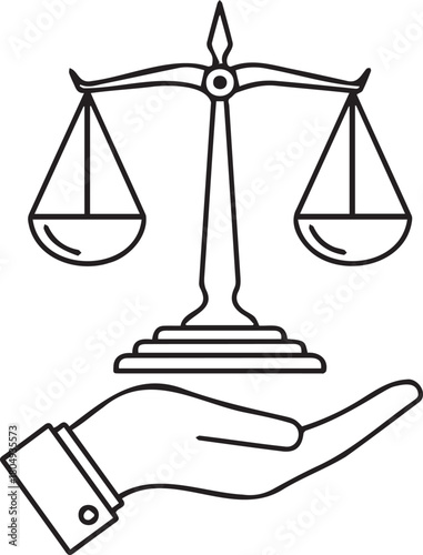 Hand Offering Scales of Justice Symbol of Fairness and Legal Balance.