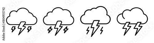 Drawing of clouds with lightning bolts weather forecast thunderstorm vector illustration rain sky