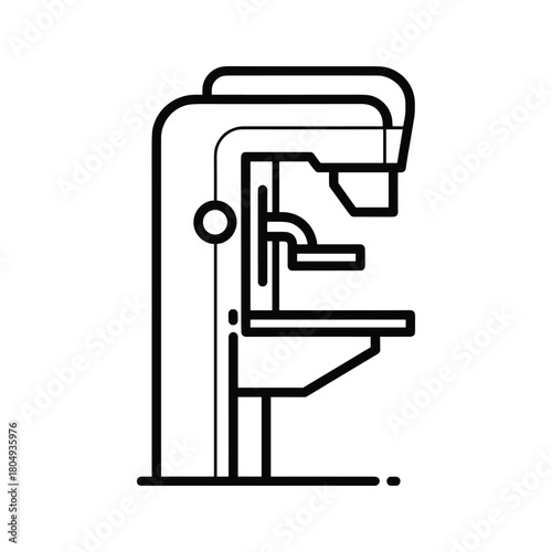 Black outline drawing of a mammography machine isolated on