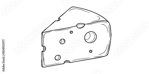 Cheese wedge slice outline vector